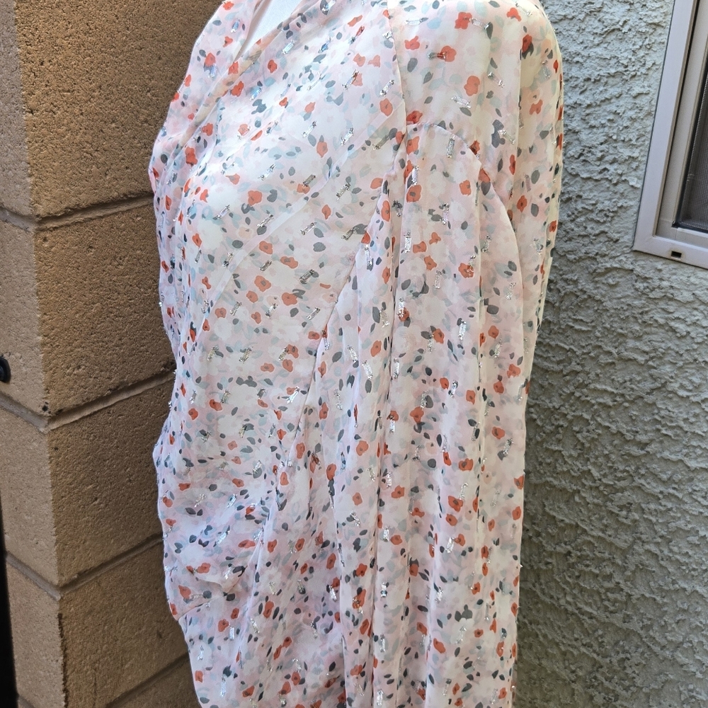 Anthropologie Pilcro Silver Metallic Accent Kimono Blouse - Picture 8 of 12